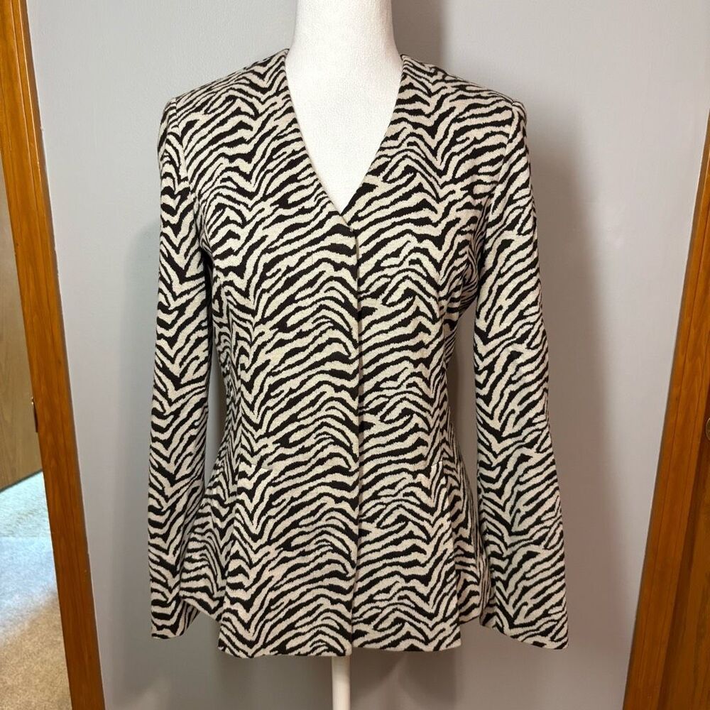 Doncaster Zebra animal print tailored fit jacket black white size 4‎